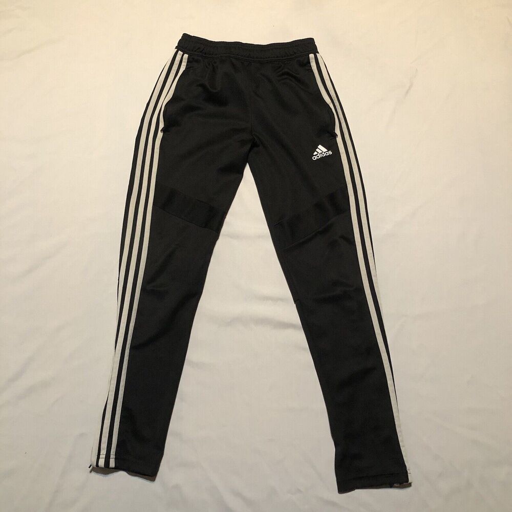 Adidas Track Pants Boy Extra Large Black White Stripes Zip Ankle Climacool 11-12